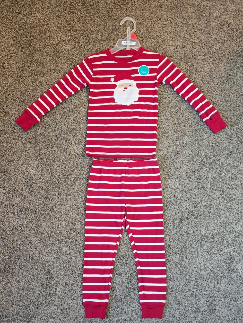 Carter's Toddler 2T Christmas Pajamas Set NWOT Santa Stripe
